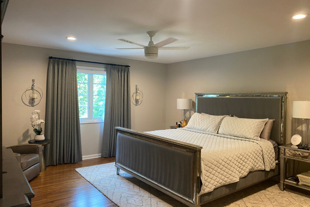 Blackout drapes in master bedroom