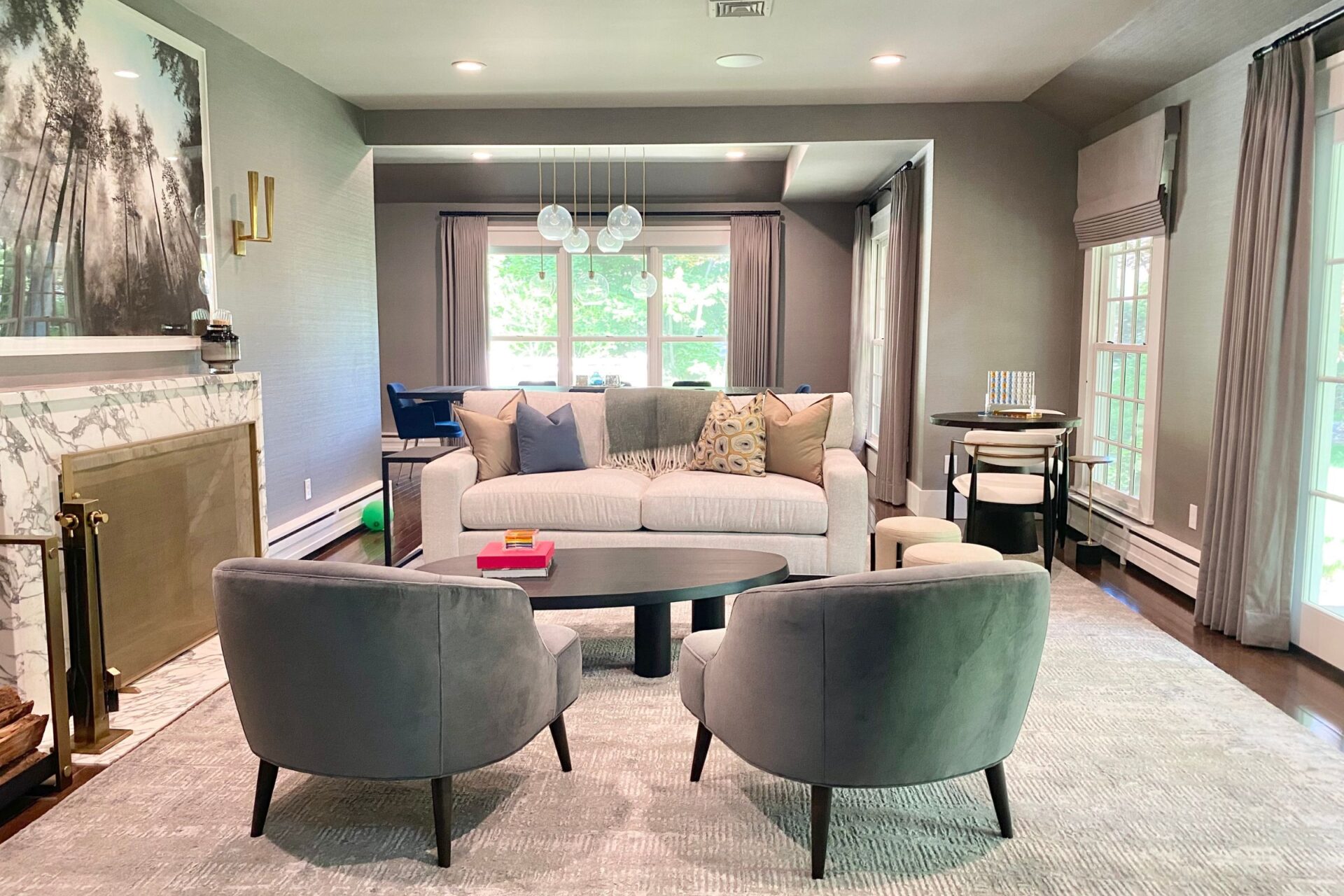 Living and dining room drapes and roman shades in Roseland, NJ