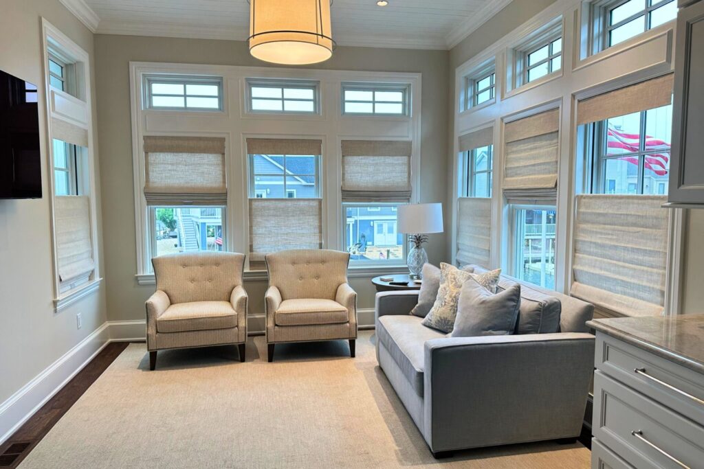 Top down bottom up cordless roman shades installed in red bank, NJ