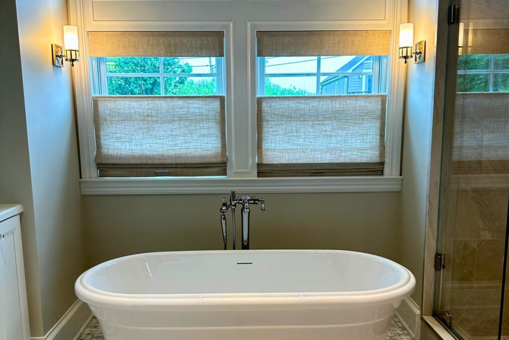 Top down bottom up cordless roman shades installed in red bank, NJ