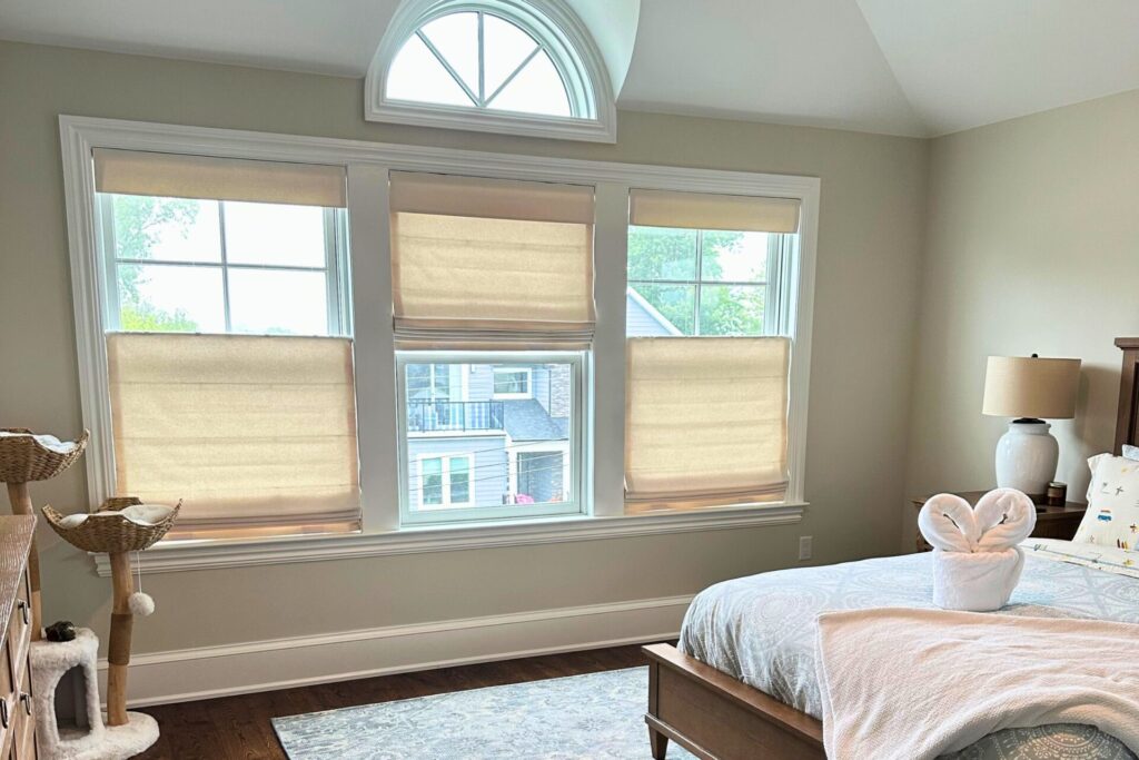 Top down bottom up cordless roman shades installed in red bank, NJ