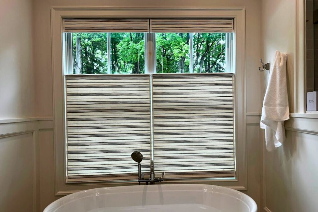 Saddle River Bathroom Woven Roman Shades